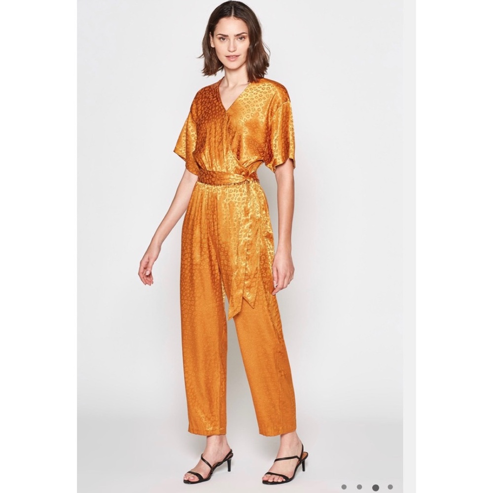 NWT Joie Tau Leopard Jumpsuit in Copper Sz Large - Picture 4 of 12